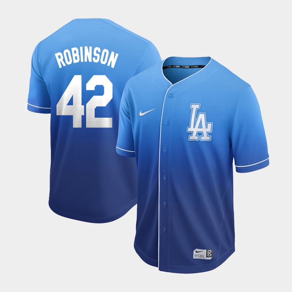 Men Los Angeles Dodgers #42 Robinson Blue Nike Fade MLB Jersey